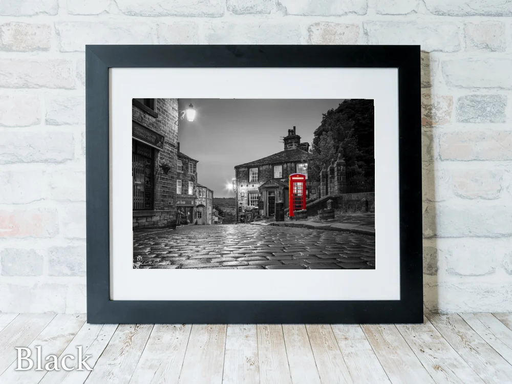 Haworth At Night Colour Splash 6 Haworth At Night Colour Splash - Black-Landscape-Frame