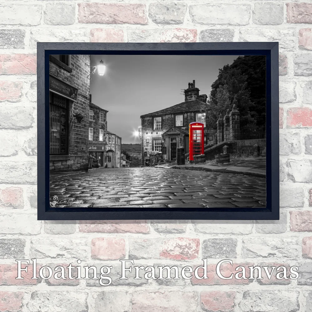 Haworth At Night Colour Splash 3 Haworth At Night Colour Splash - Landscape-Float-Frame-Canvas