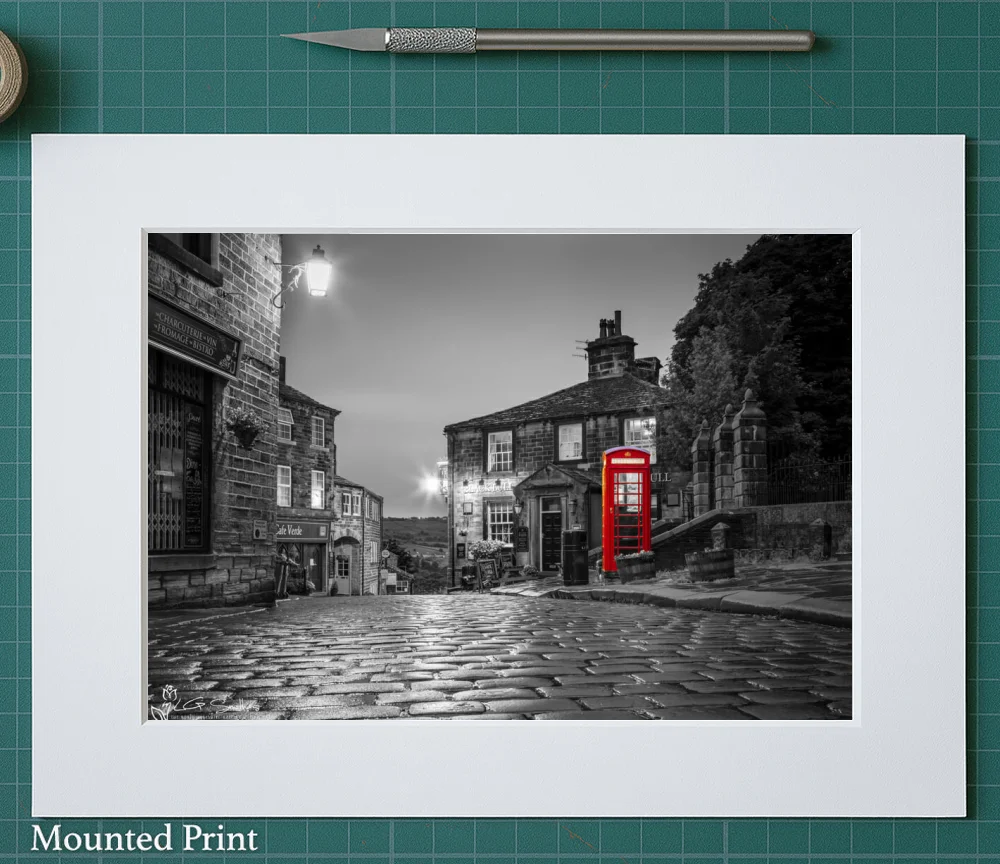 Haworth At Night Colour Splash 2 Haworth At Night Colour Splash - Landscape-Mounted-Print