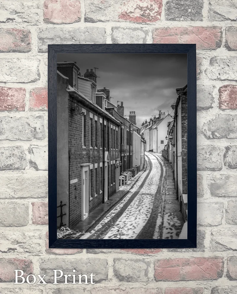 Henrietta St In The Snow Black And White 6 Henrietta St In The Snow Black And White - Box-Print-Portrait