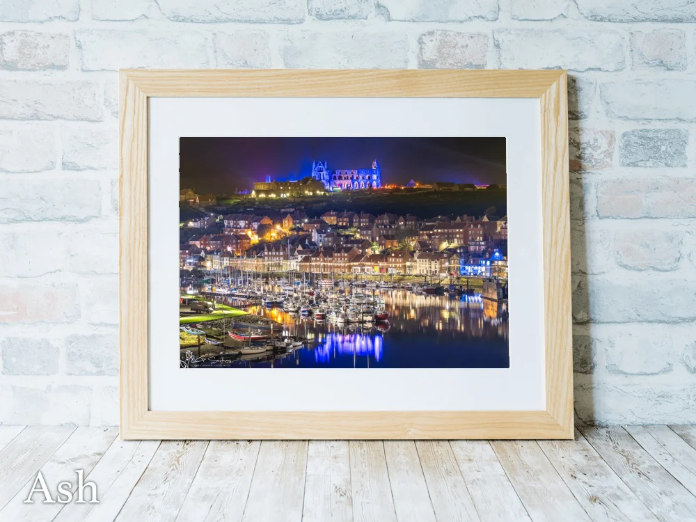 Illuminated Whitby Abbey Blue Reflections Over The River Esk 7 Illuminated Whitby Abbey Blue Reflections Over The River Esk - Ash-Landscape-Frame