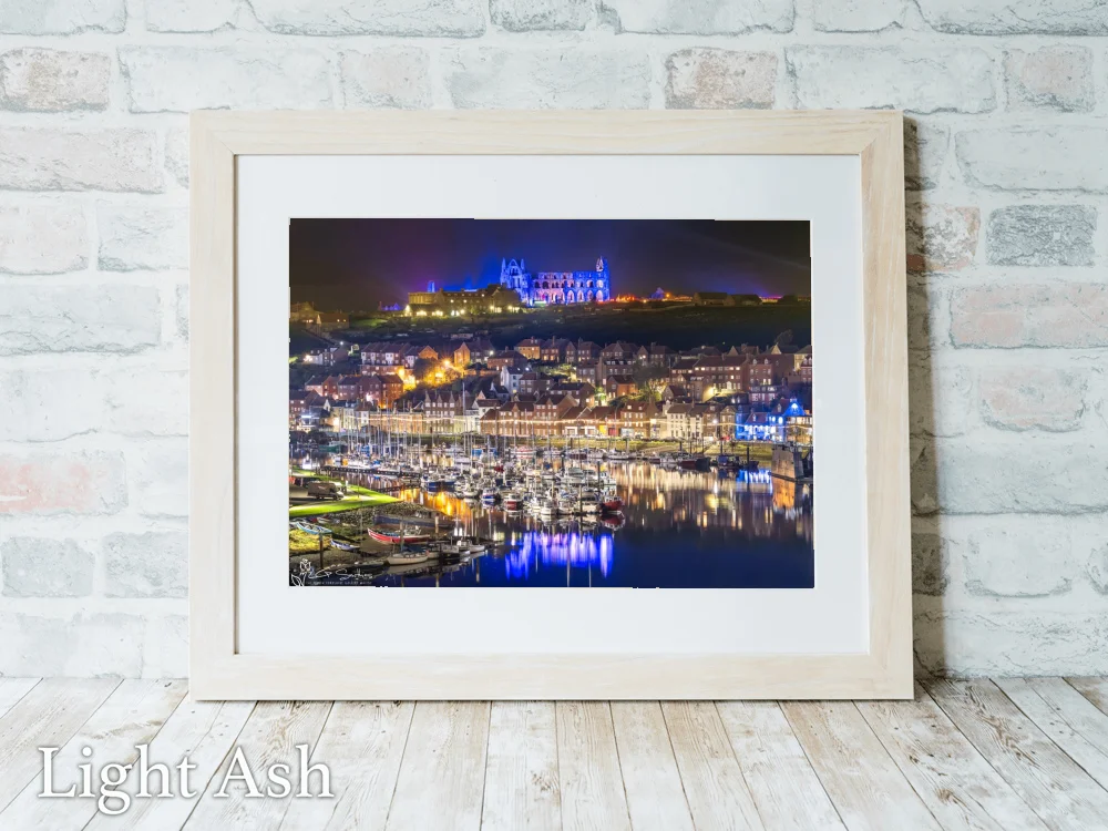 Illuminated Whitby Abbey Blue Reflections Over The River Esk 5 Illuminated Whitby Abbey Blue Reflections Over The River Esk - Light-Ash-Landscape-Frame