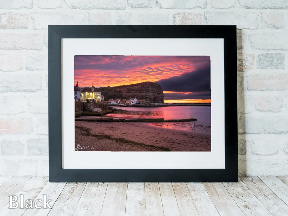 Incredible Sunset From Staithes Beach 6 Incredible Sunset From Staithes Beach - Black-Landscape-Frame