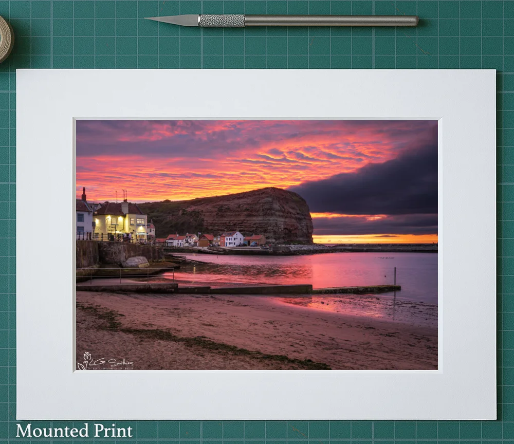 Incredible Sunset From Staithes Beach 2 Incredible Sunset From Staithes Beach - Landscape-Mounted-Print
