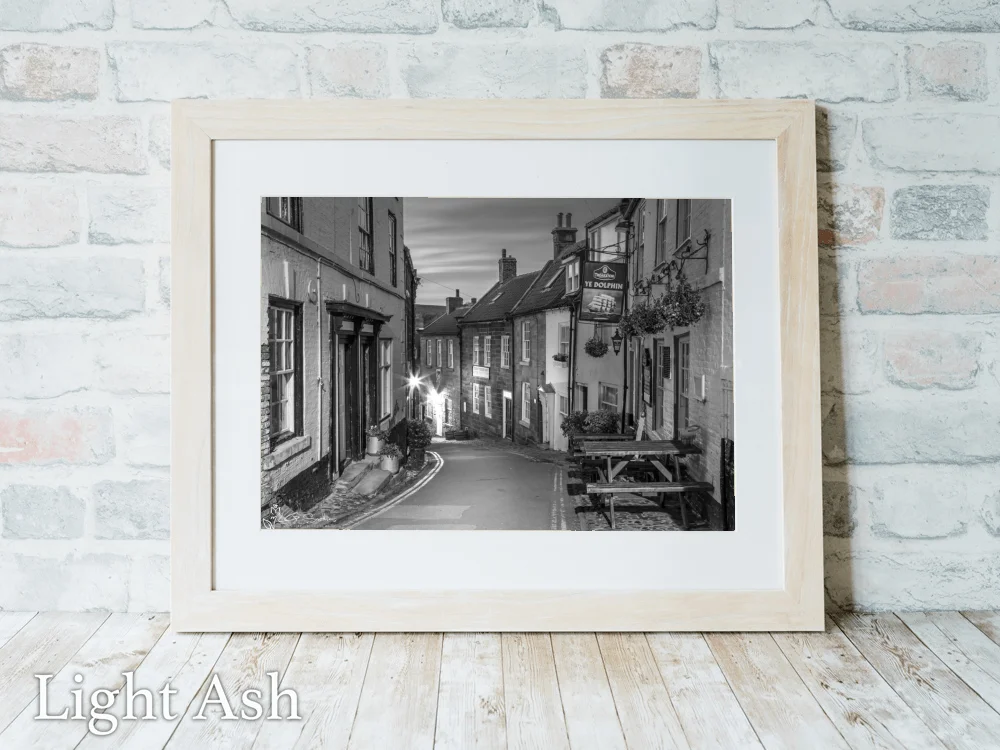 King Street Robin Hood's Bay Black and White 5 King Street Robin Hood's Bay Black and White - Light-Ash-Landscape-Frame