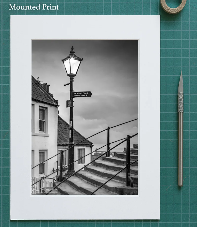 Lamp On The 199 Steps Black And White 6 Lamp On The 199 Steps Black And White - Mounted-Print-Portrait
