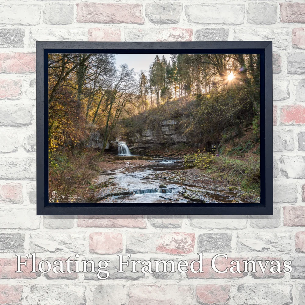 Late Autumn At West Burton Falls 3 Late Autumn At West Burton Falls - Landscape-Float-Frame-Canvas
