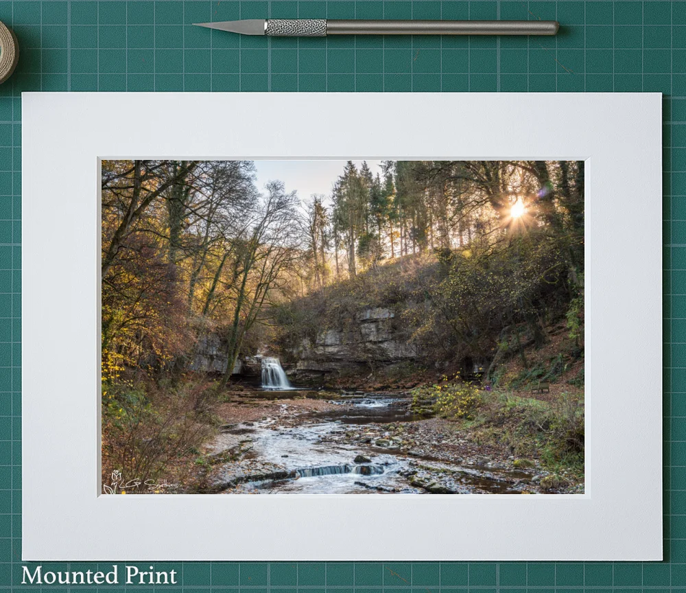 Late Autumn At West Burton Falls 2 Late Autumn At West Burton Falls - Landscape-Mounted-Print
