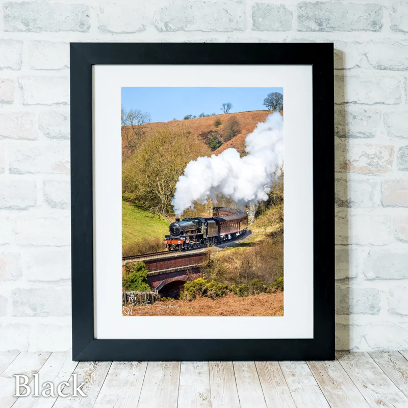 LMS Jubilee Class 5596 Bahamas Steam Train On The NYMR - Black-Portrait-Frame