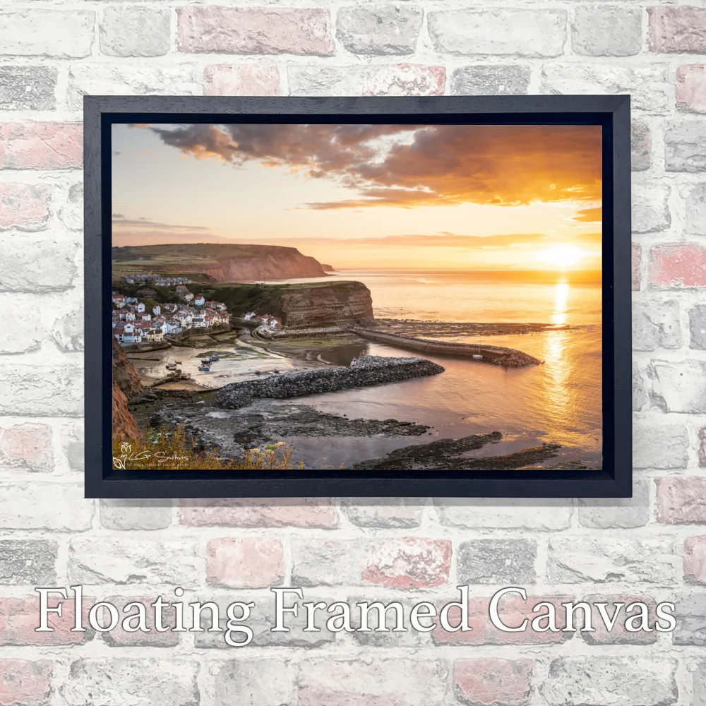 Low Tide And Summer Sunset At Staithes 3 Low Tide And Summer Sunset At Staithes - Landscape-Float-Frame-Canvas