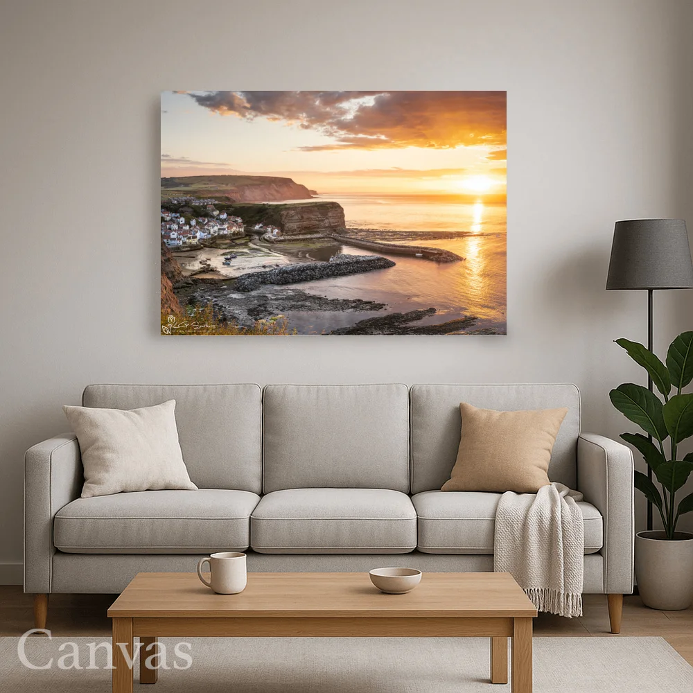 Low Tide And Summer Sunset At Staithes 8 Low Tide And Summer Sunset At Staithes - Wall-art-for-living-room-landscape