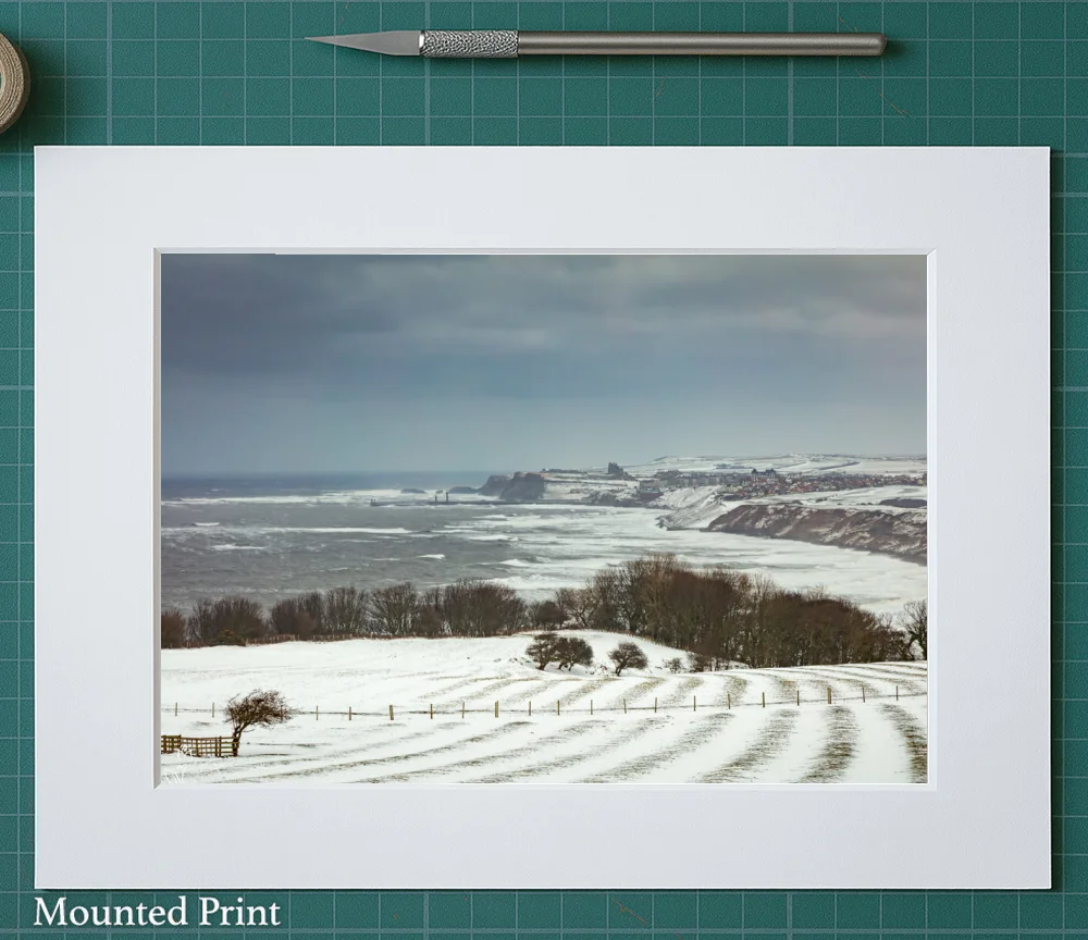 Lythe And Whitby In The Snow 2 Lythe And Whitby In The Snow - Landscape-Mounted-Print