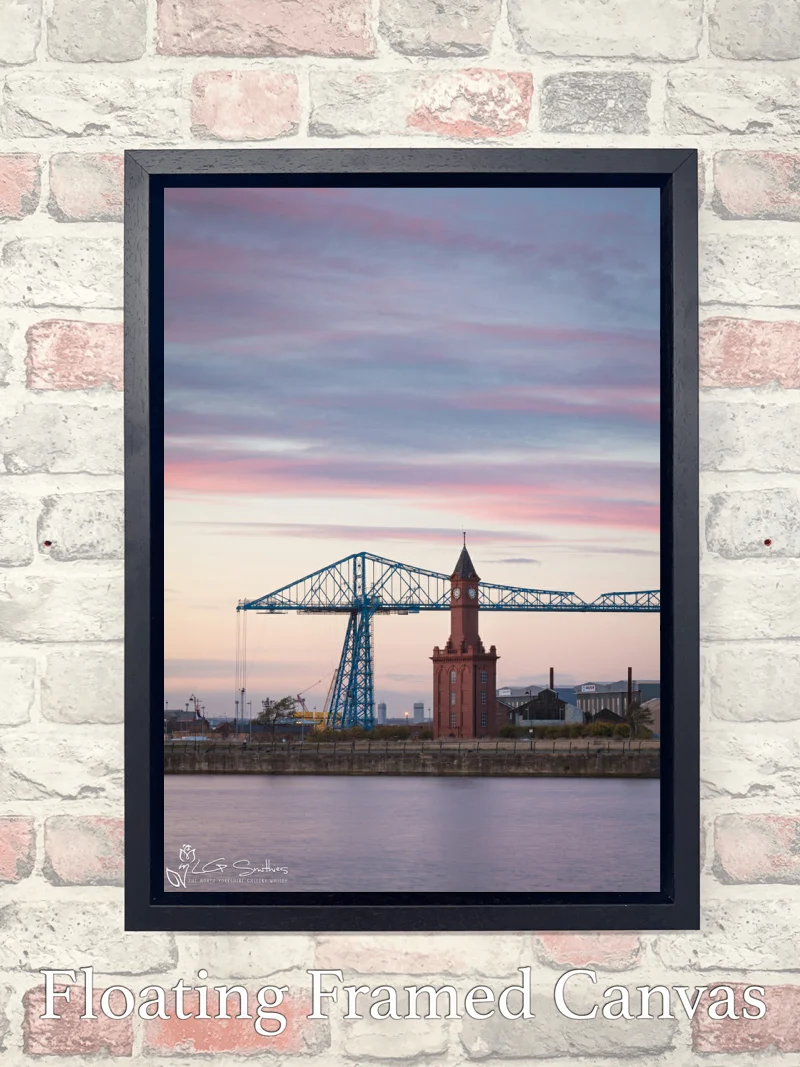 Middlesbrough Dock Clock Tower And Transporter Bridge 7 Middlesbrough Dock Clock Tower And Transporter Bridge - Float-Frame-Canvas-Portrait