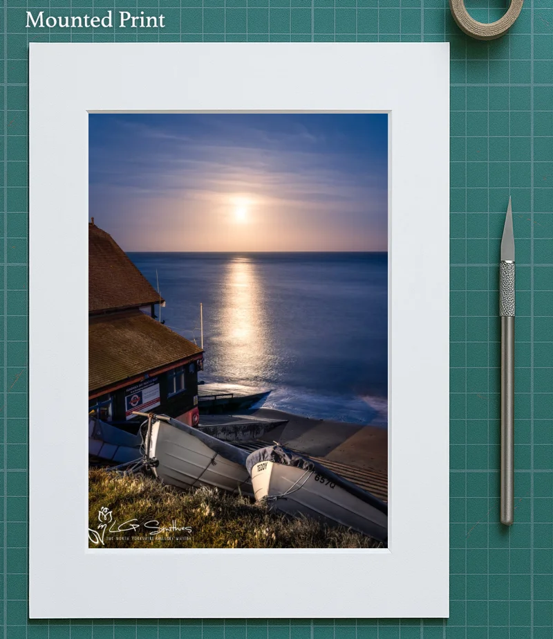 Moonlit Runswick Bay 5 Moonlit Runswick Bay - Mounted-Print-Portrait