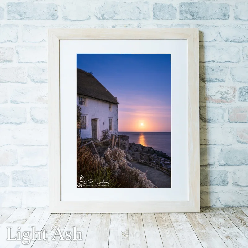 Moonrise At The Thatched Cottage Runswick Bay 2 Moonrise At The Thatched Cottage Runswick Bay - Light-Ash-Portrait-Frame