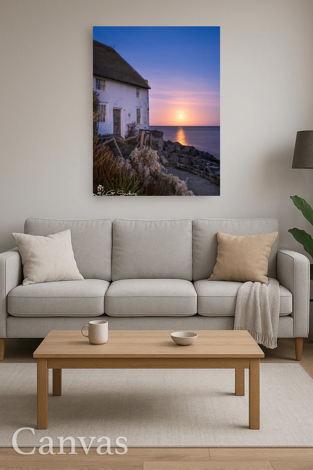 Moonrise At The Thatched Cottage Runswick Bay 8 Moonrise At The Thatched Cottage Runswick Bay - Wall-art-for-living-room-portrait