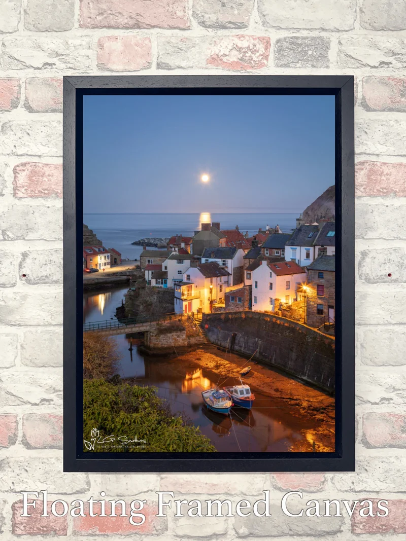 Moonrise Over Sleepy Staithes 7 Moonrise Over Sleepy Staithes - Float-Frame-Canvas-Portrait
