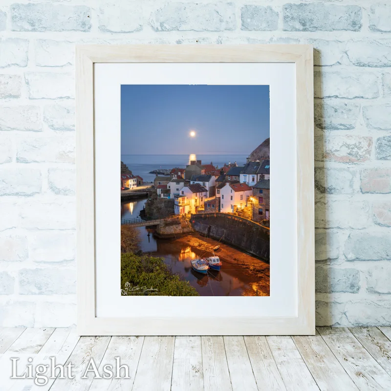 Moonrise Over Sleepy Staithes 2 Moonrise Over Sleepy Staithes - Light-Ash-Portrait-Frame