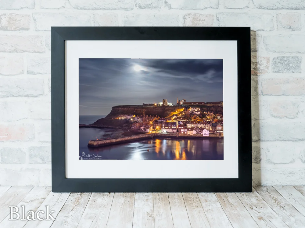 Moonrise Over Tate Hill Whitby 6 Moonrise Over Tate Hill Whitby - Black-Landscape-Frame