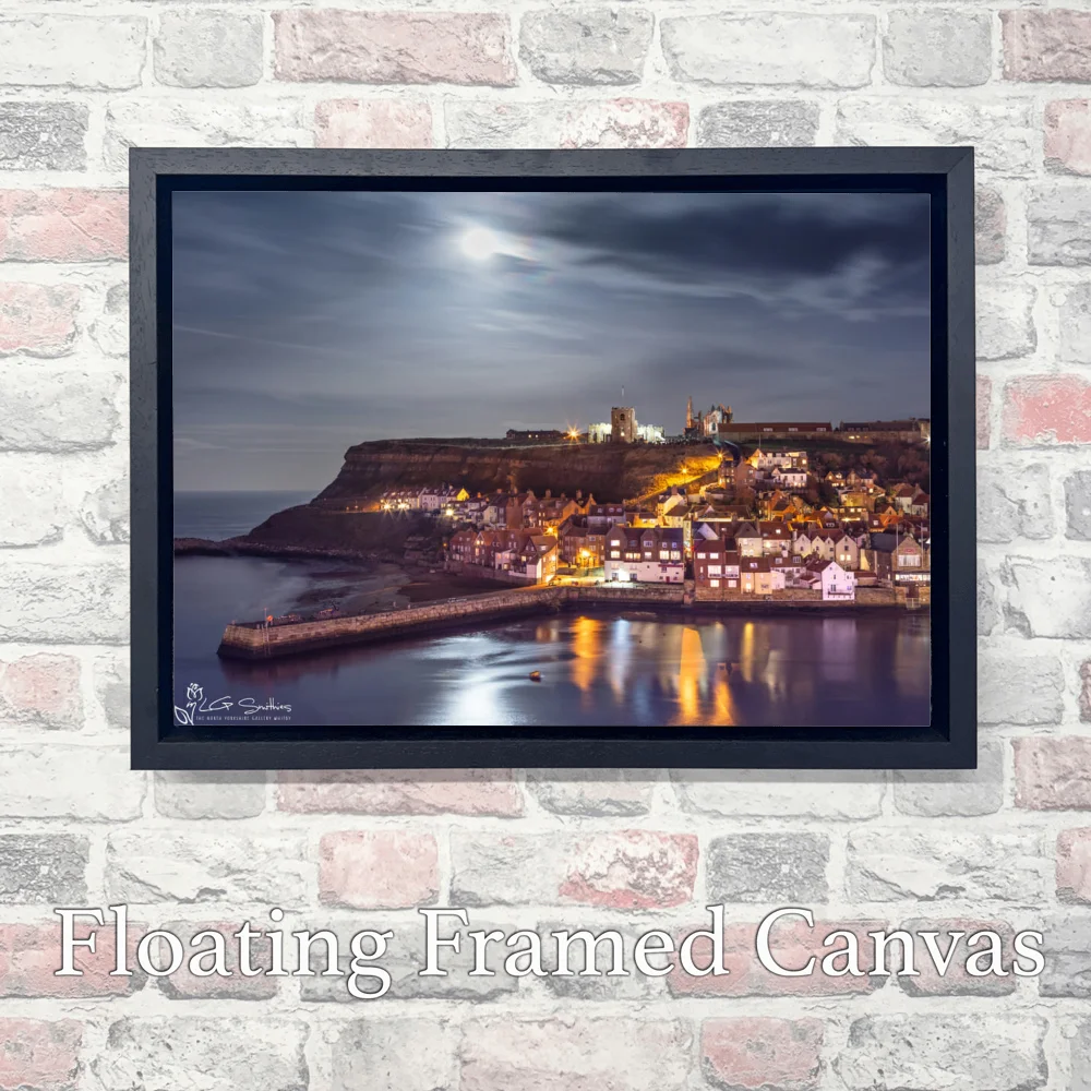 Moonrise Over Tate Hill Whitby 3 Moonrise Over Tate Hill Whitby - Landscape-Float-Frame-Canvas