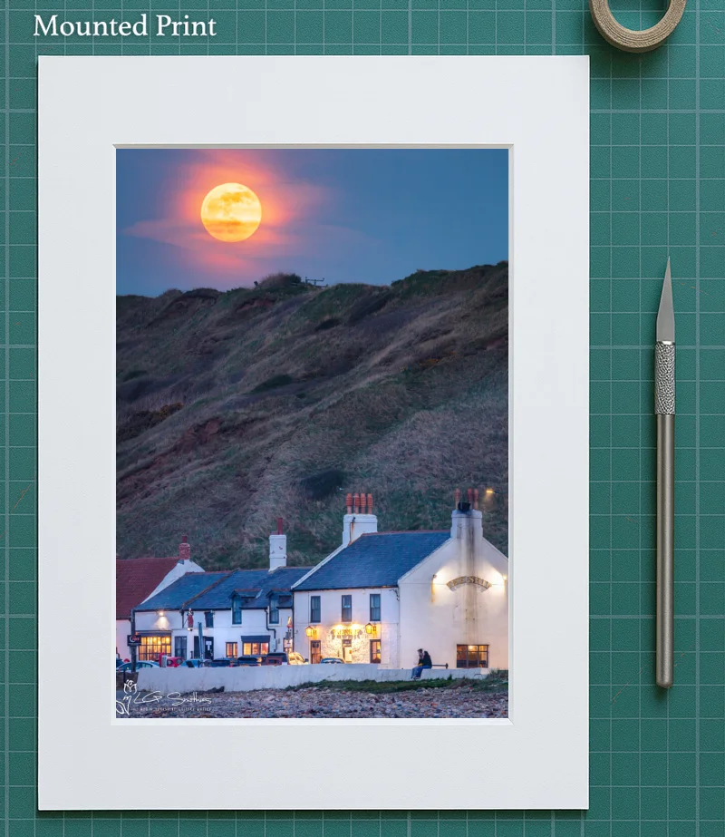 Moonrise Over The Ship Saltburn 5 Moonrise Over The Ship Saltburn - Mounted-Print-Portrait