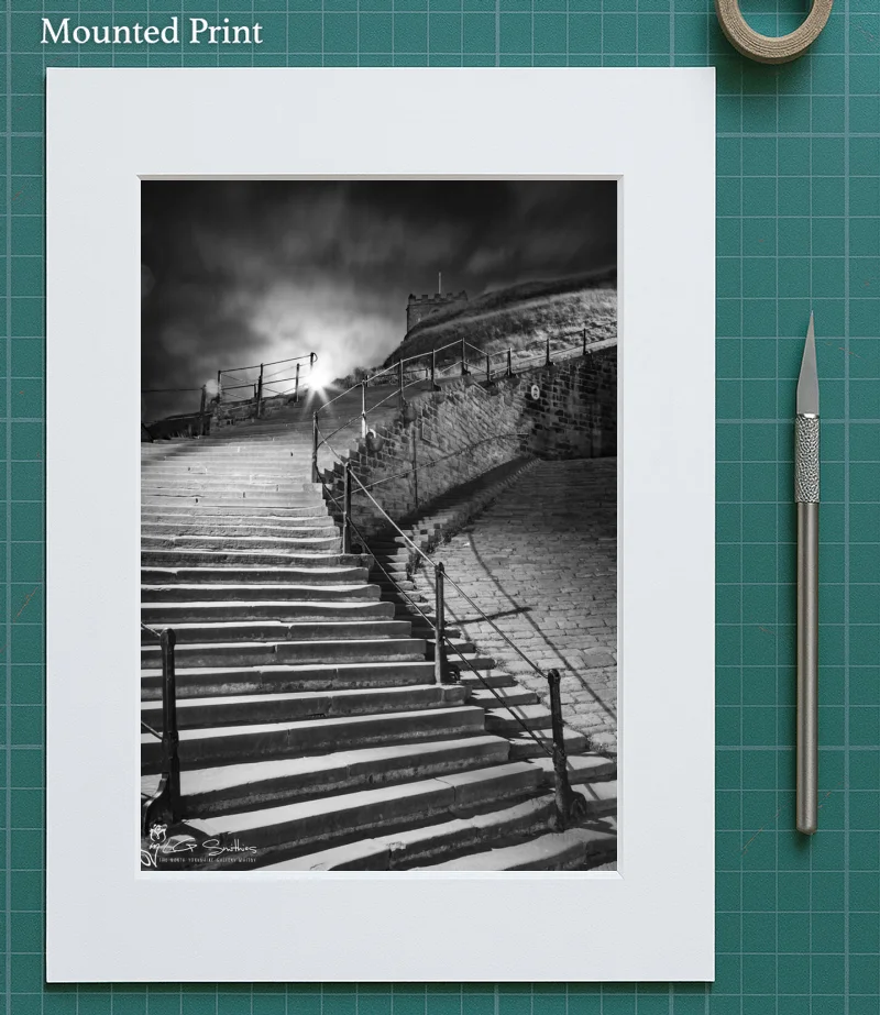 Moonrise Over Whitby's 199 Steps 6 Moonrise Over Whitby's 199 Steps - Mounted-Print-Portrait