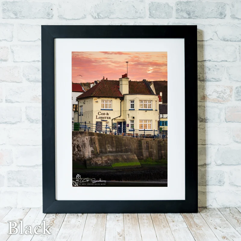 Moonset Over The Cod Staithes 3 Moonset Over The Cod Staithes - Black-Portrait-Frame