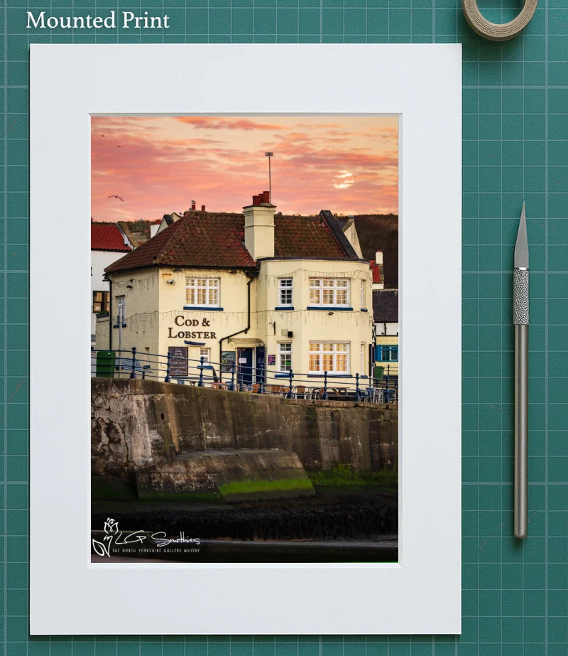 Moonset Over The Cod Staithes 5 Moonset Over The Cod Staithes - Mounted-Print-Portrait