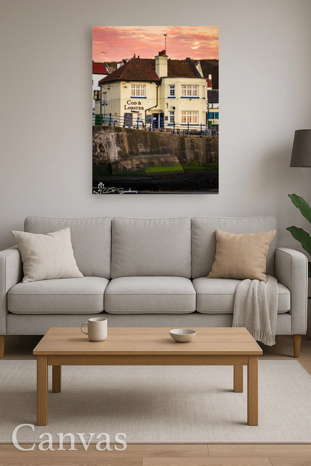 Moonset Over The Cod Staithes 8 Moonset Over The Cod Staithes - Wall-art-for-living-room-portrait