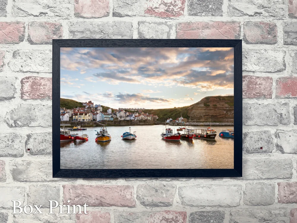 Moored For The Night In Staithes Harbour 4 Moored For The Night In Staithes Harbour - Landscape-Box-Print
