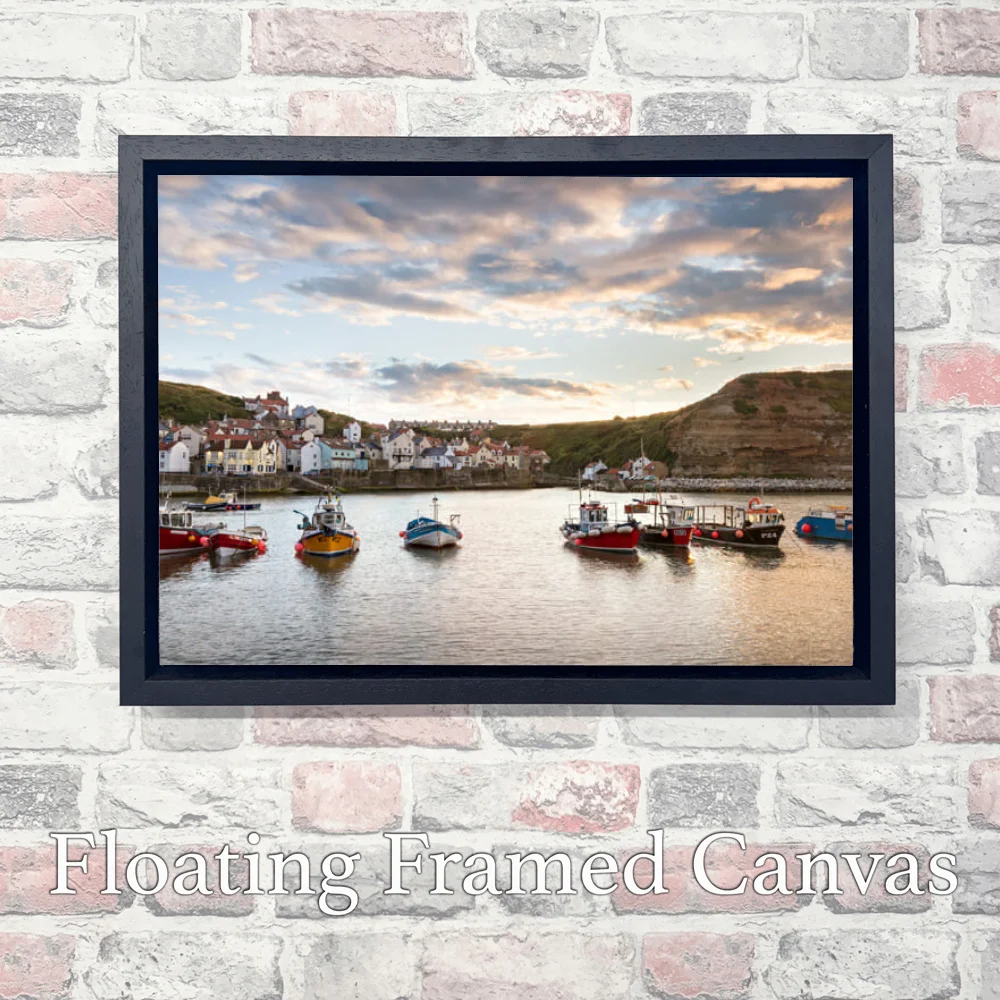Moored For The Night In Staithes Harbour 3 Moored For The Night In Staithes Harbour - Landscape-Float-Frame-Canvas