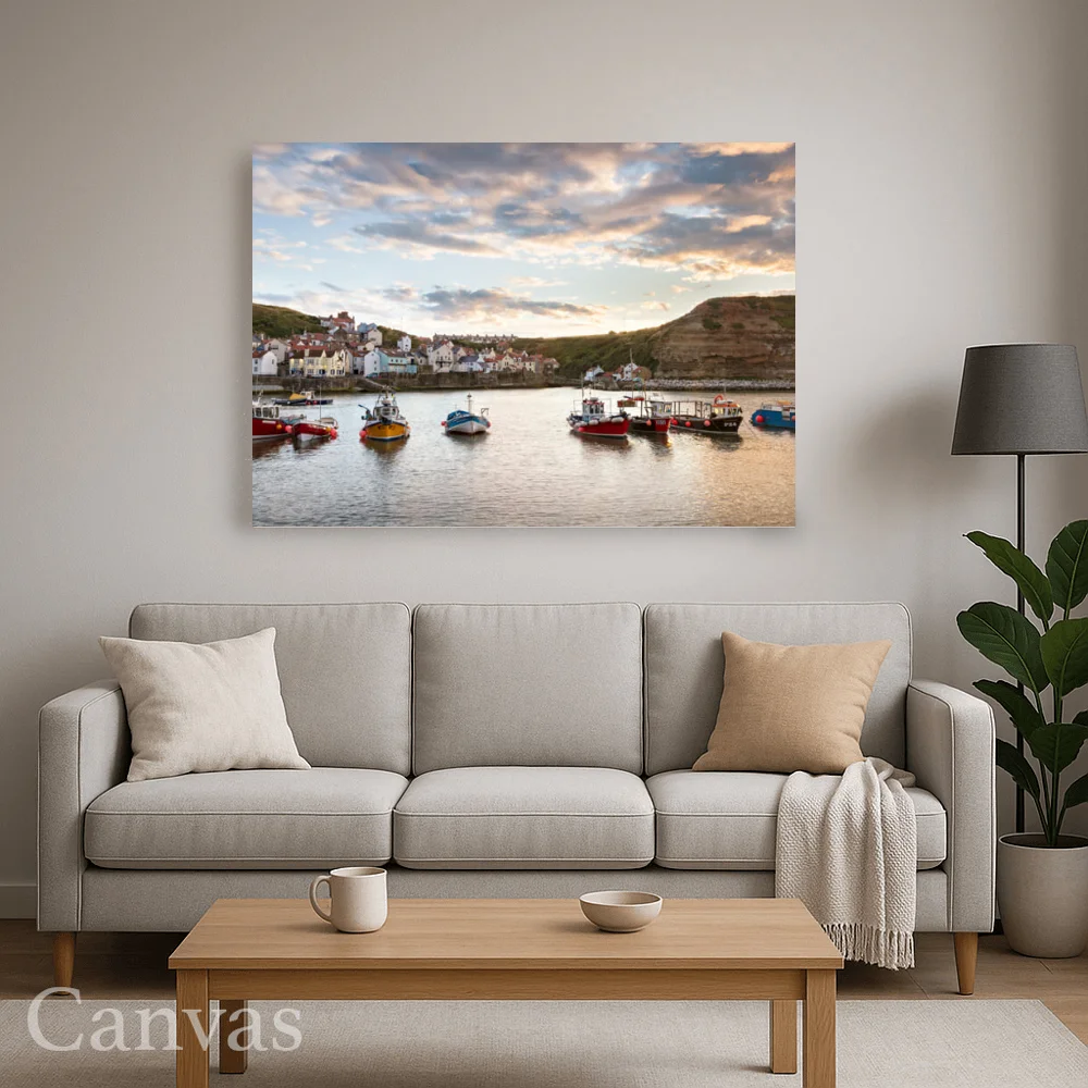 Moored For The Night In Staithes Harbour 8 Moored For The Night In Staithes Harbour - Wall-art-for-living-room-landscape