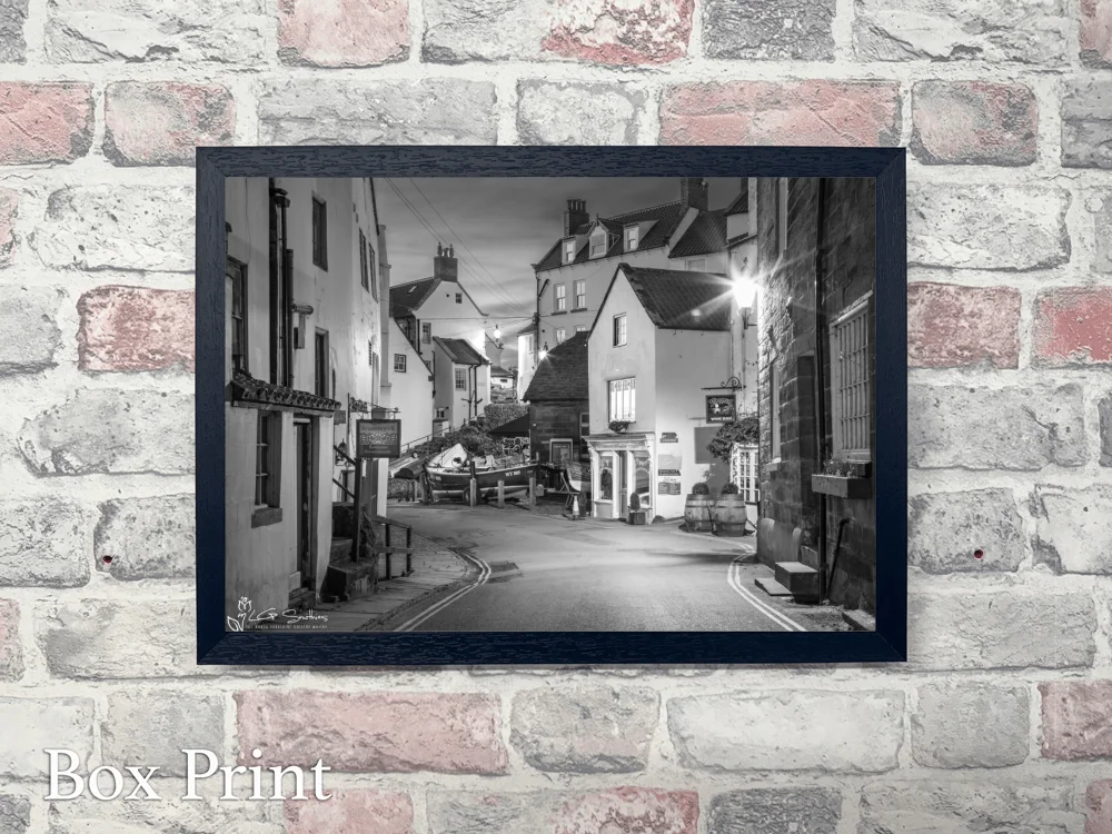 New Road Robin Hood's Bay Black and White 4 New Road Robin Hood's Bay Black and White - Landscape-Box-Print