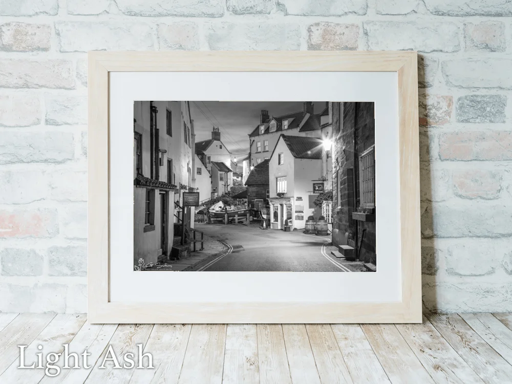 New Road Robin Hood's Bay Black and White 5 New Road Robin Hood's Bay Black and White - Light-Ash-Landscape-Frame