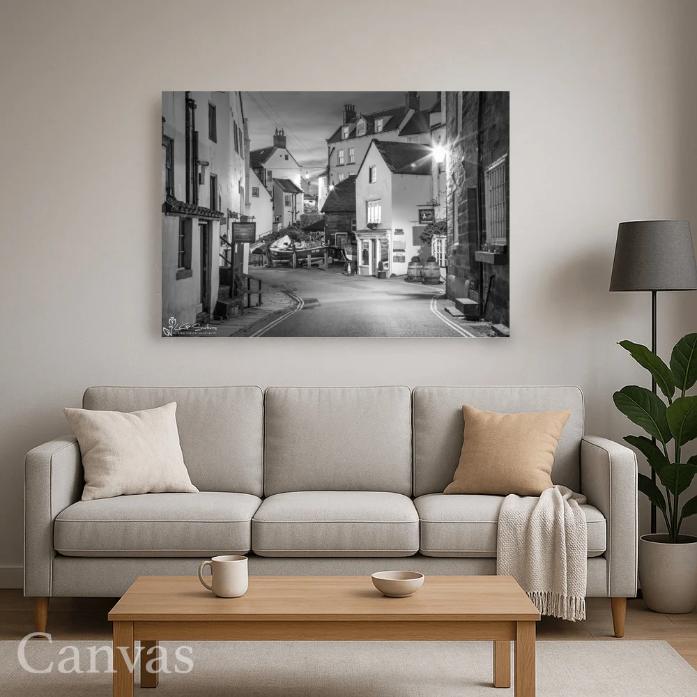 New Road Robin Hood's Bay Black and White 8 New Road Robin Hood's Bay Black and White - Wall-art-for-living-room-landscape