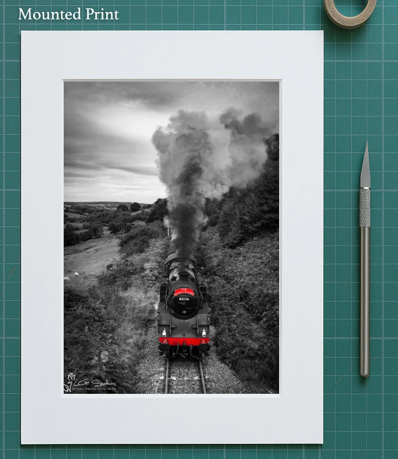North York Moors Railway Standard Class 4 Tank 80136 Heading For Goathland Station 5 North York Moors Railway Standard Class 4 Tank 80136 Heading For Goathland Station - Mounted-Print-Portrait