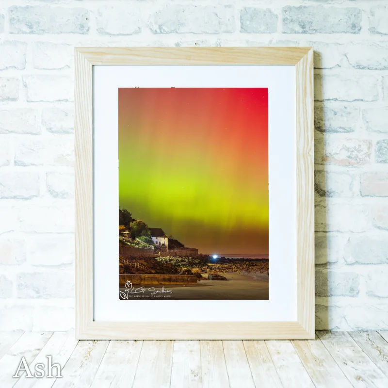 Northern Lights At Runswick Bay Beach 4 Northern Lights At Runswick Bay Beach - Ash-Portrait-Frame