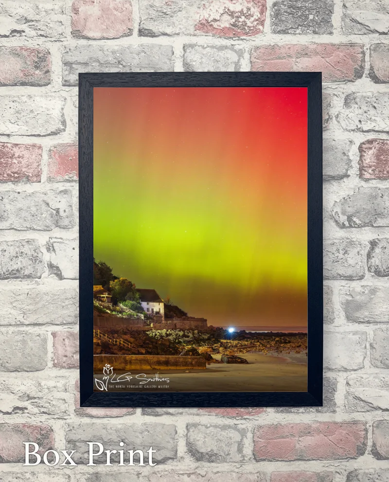 Northern Lights At Runswick Bay Beach 6 Northern Lights At Runswick Bay Beach - Box-Print-Portrait