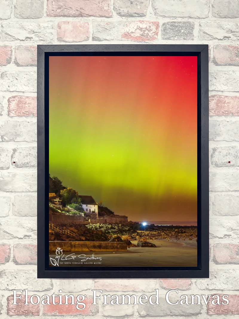 Northern Lights At Runswick Bay Beach 7 Northern Lights At Runswick Bay Beach - Float-Frame-Canvas-Portrait