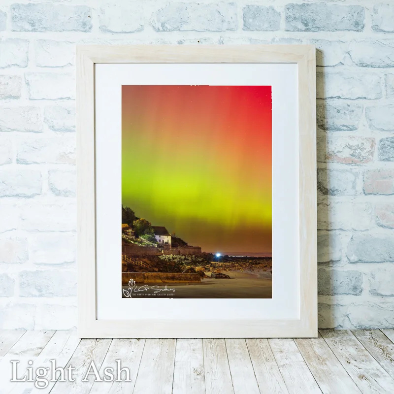Northern Lights At Runswick Bay Beach 2 Northern Lights At Runswick Bay Beach - Light-Ash-Portrait-Frame