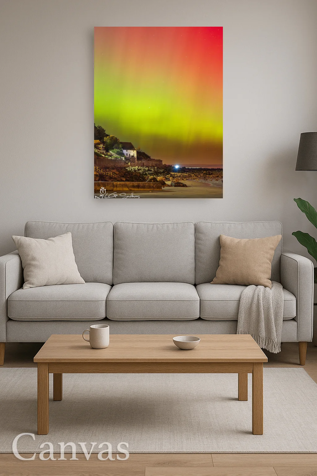 Northern Lights At Runswick Bay Beach 8 Northern Lights At Runswick Bay Beach - Wall-art-for-living-room-portrait