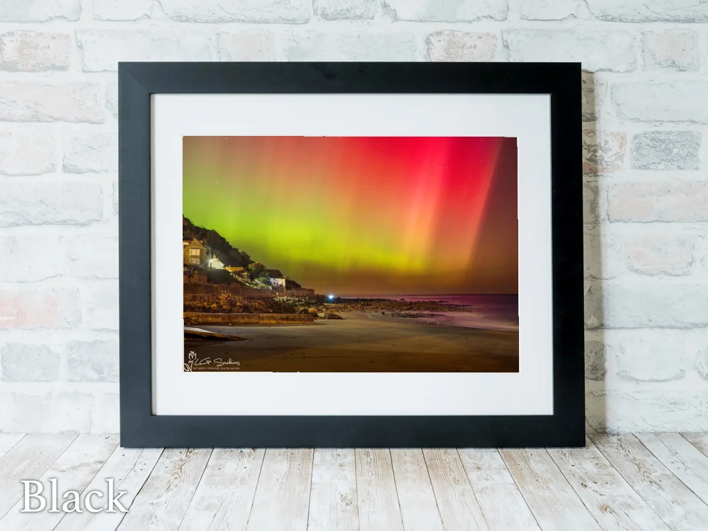 Northern Lights At Runswick Bay 6 Northern Lights At Runswick Bay - Black-Landscape-Frame