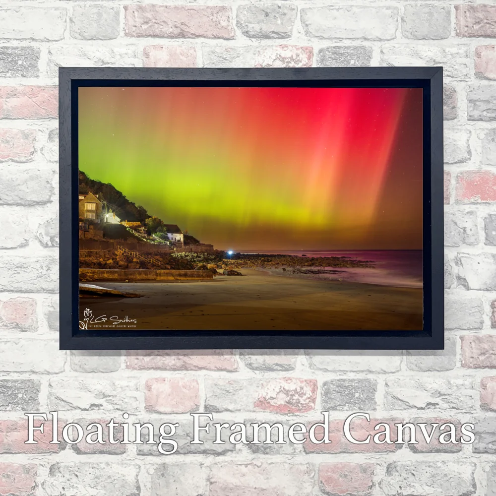 Northern Lights At Runswick Bay 3 Northern Lights At Runswick Bay - Landscape-Float-Frame-Canvas