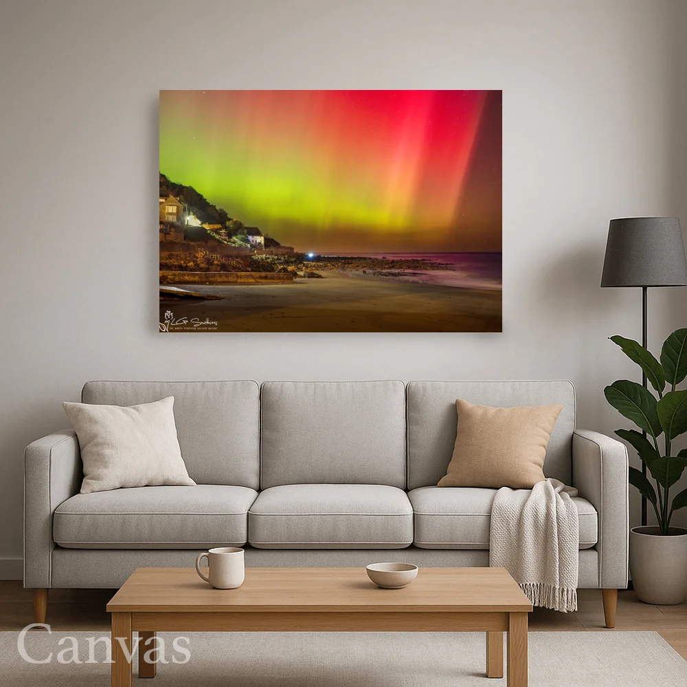 Northern Lights At Runswick Bay 8 Northern Lights At Runswick Bay - Wall-art-for-living-room-landscape