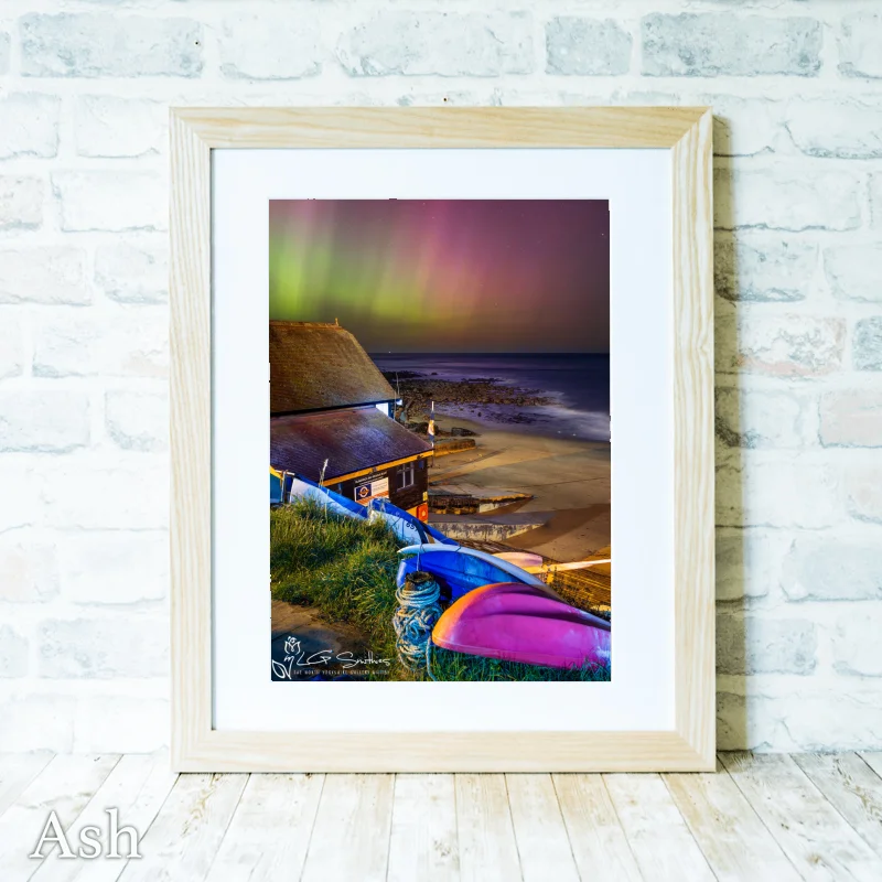 Northern Lights From Runswick Lifeboat Shed 4 Northern Lights From Runswick Lifeboat Shed - Ash-Portrait-Frame
