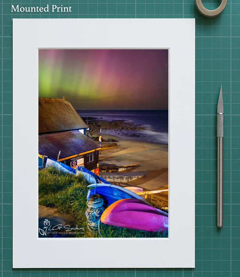 Northern Lights From Runswick Lifeboat Shed 5 Northern Lights From Runswick Lifeboat Shed - Mounted-Print-Portrait
