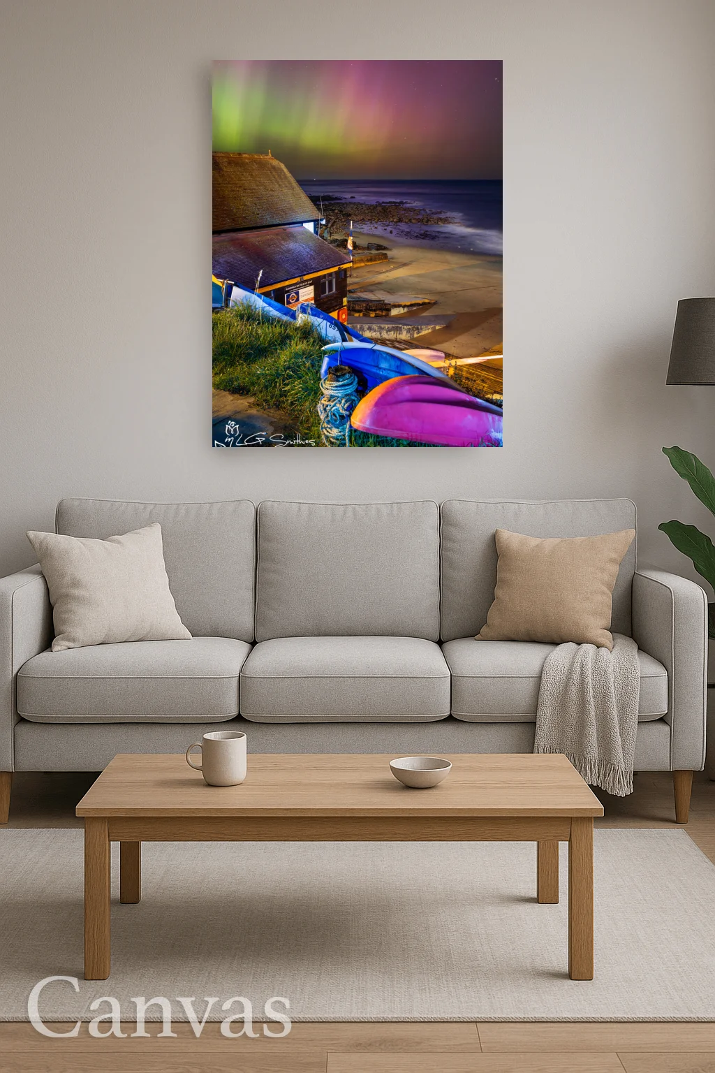 Northern Lights From Runswick Lifeboat Shed 8 Northern Lights From Runswick Lifeboat Shed - Wall-art-for-living-room-portrait