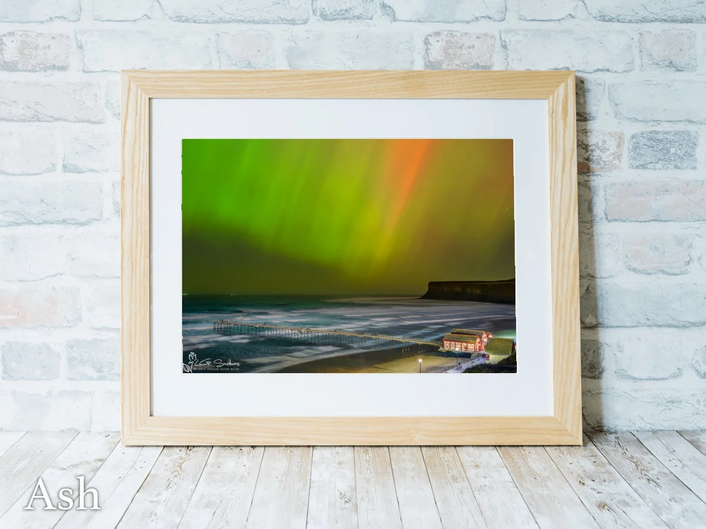 Northern Lights Over Saltburn Pier And Beach 7 Northern Lights Over Saltburn Pier And Beach - Ash-Landscape-Frame