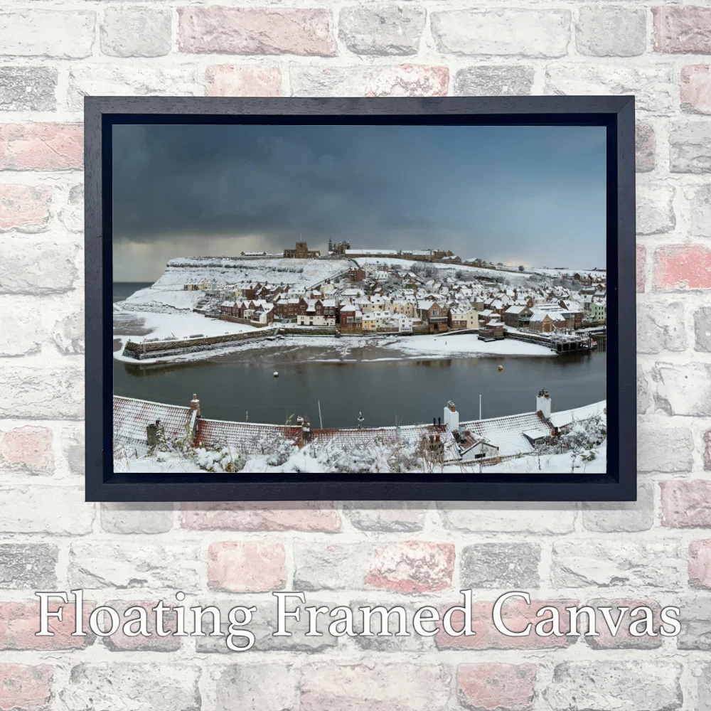 Old Whitby Snow 3 Old Whitby Snow - Landscape-Float-Frame-Canvas