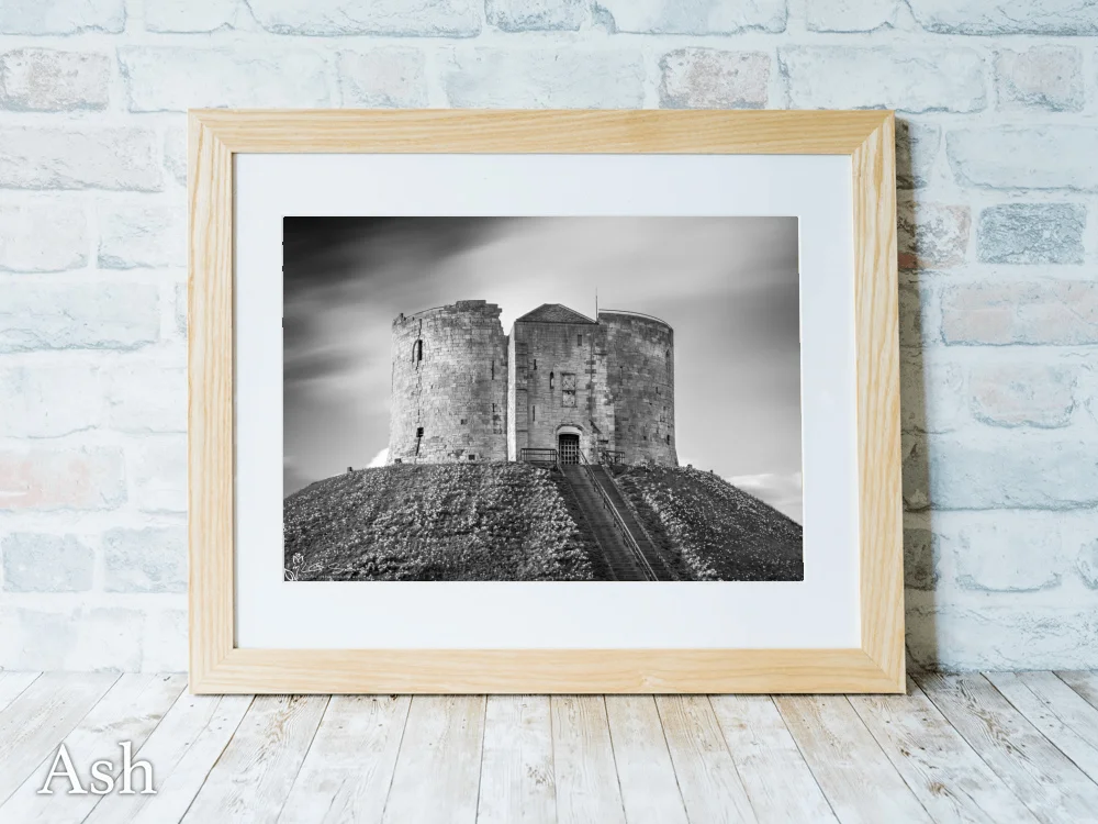 Passing Time Clifford's Tower York Black and White 7 Passing Time Clifford's Tower York Black and White - Ash-Landscape-Frame